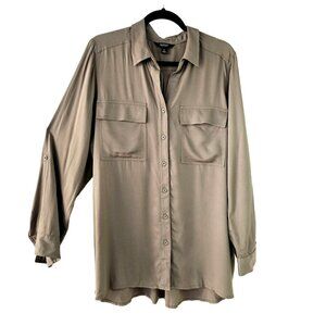 Simply Vera Dusty Green Utility Shirt XL Slouch Breast Pockets Button Front NWT